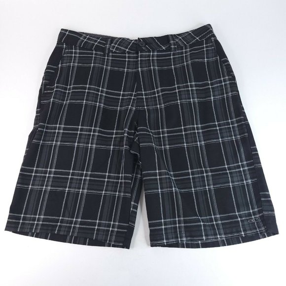 O'Neill Other - O'neill Board Shorts Mens 34 x 12 Black Gray Checked Swim Trunks Golf Beach